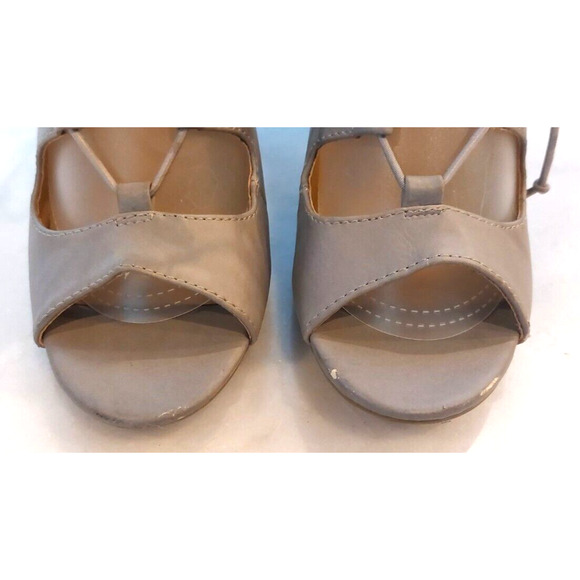Chinese Laundry Block Heel Gray Lace Up Sandals Zipper Peep Toe Size‎ 6.5M - Picture 7 of 12